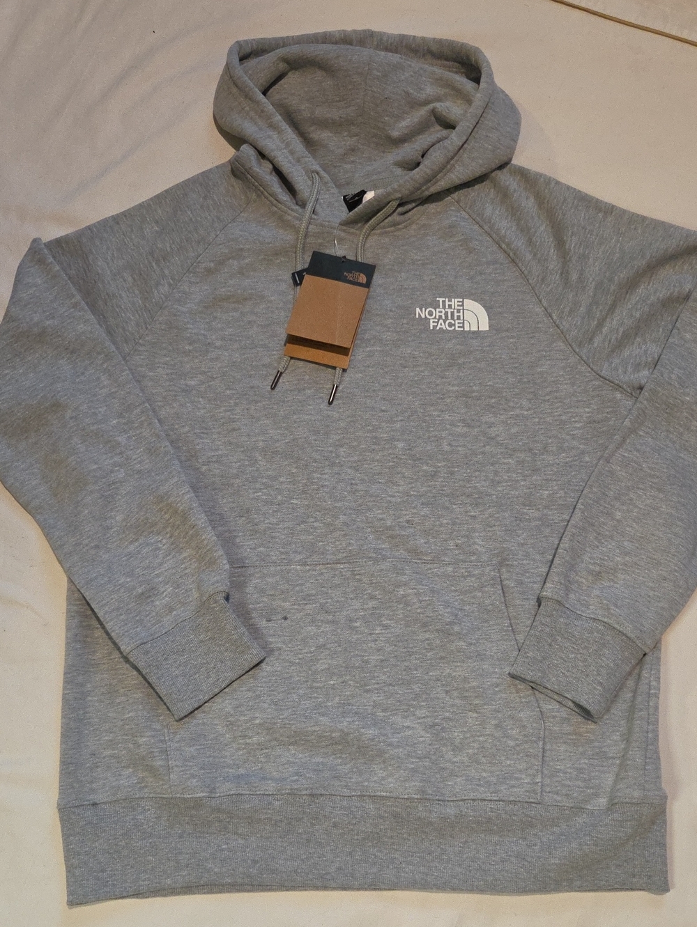 NWT The North Face Light Grey Pullover Hoodie with Logo Sz L